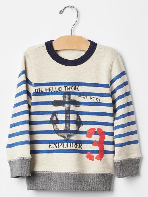 Gap Sailor Stripe Sweatshirt - Oatmeal Heather