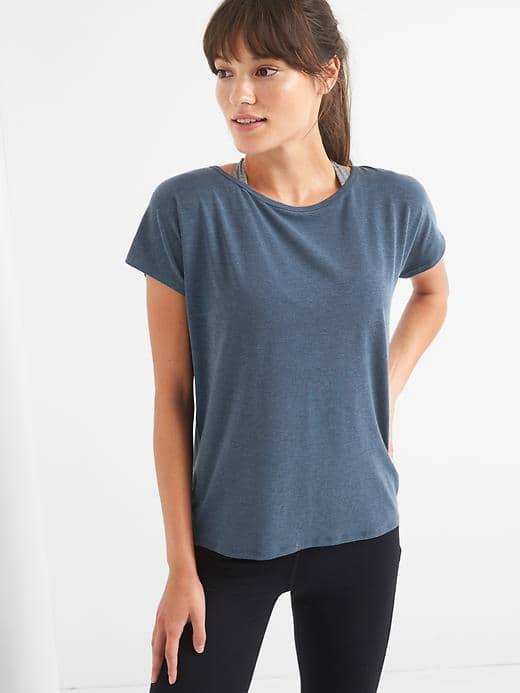 Gap Women Breathe Strappy Open Back Tee - Night Shadow
