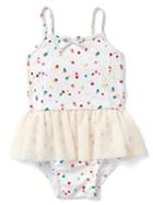 Gap Confetti Dots Tutu Swim One Piece - Ivory Frost