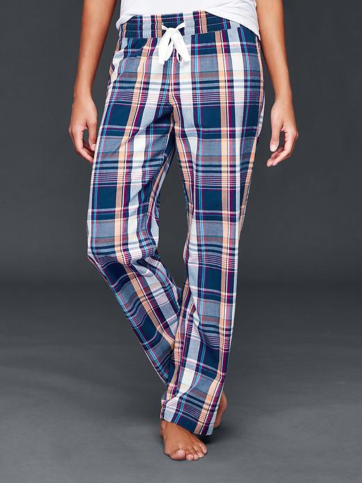 Gap Women Poplin Print Pants - Madras Pld Night