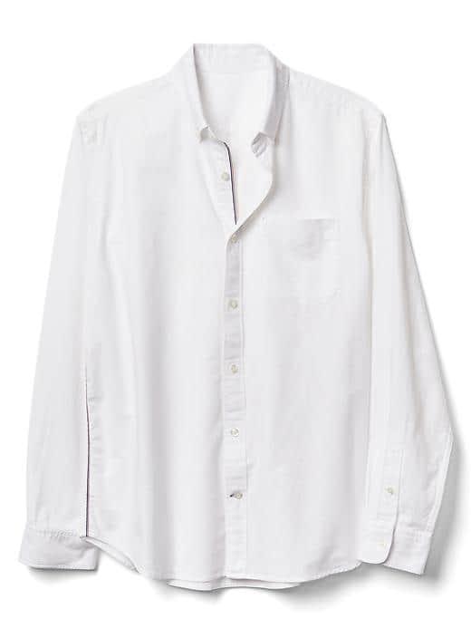 Gap Men Oxford Stripe Trim Standard Fit Shirt - White