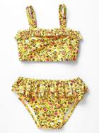 Gap Floral Ruffle Swim Two Piece - Yellow Floral