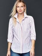 Gap Women Fitted Boyfriend Stripe Shirt - Red Stripe