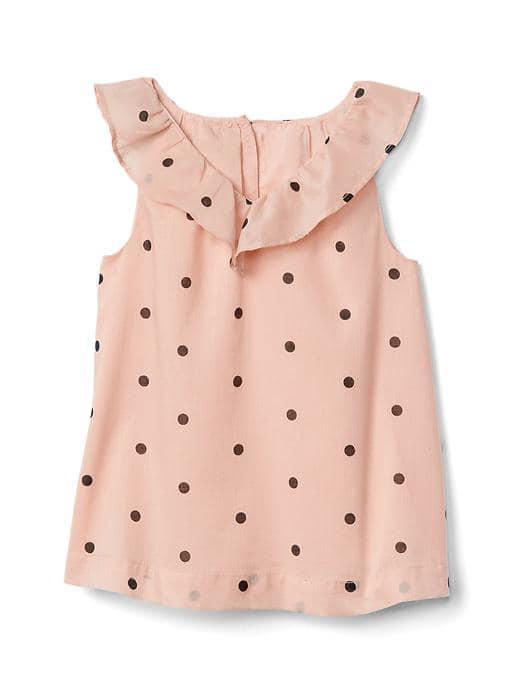 Gap Dotty Ruffle V Neck Top - Dot Print