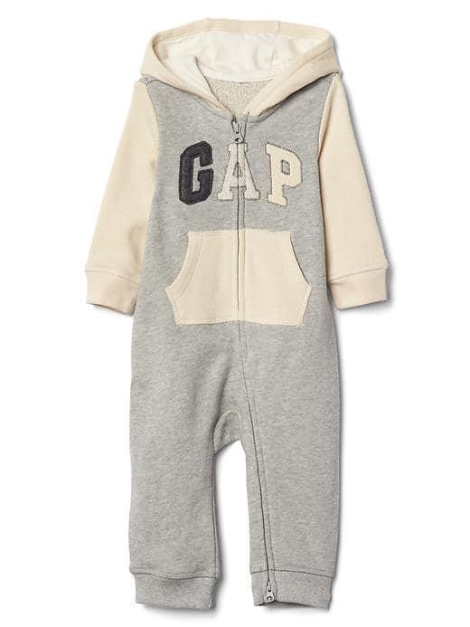 Gap Logo Zip Hoodie One Piece - Light Heather Gray