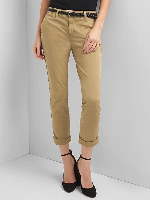 Gap Women Girlfriend Twill Stripe Chinos - Mission Tan