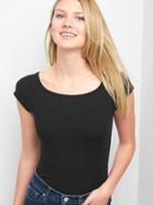 Gap Women Ribbed Square Neck Tee - Black