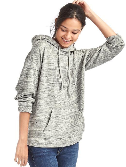 Gap Women Stud Logo Pullover Hoodie - Space Dye Grey Marl