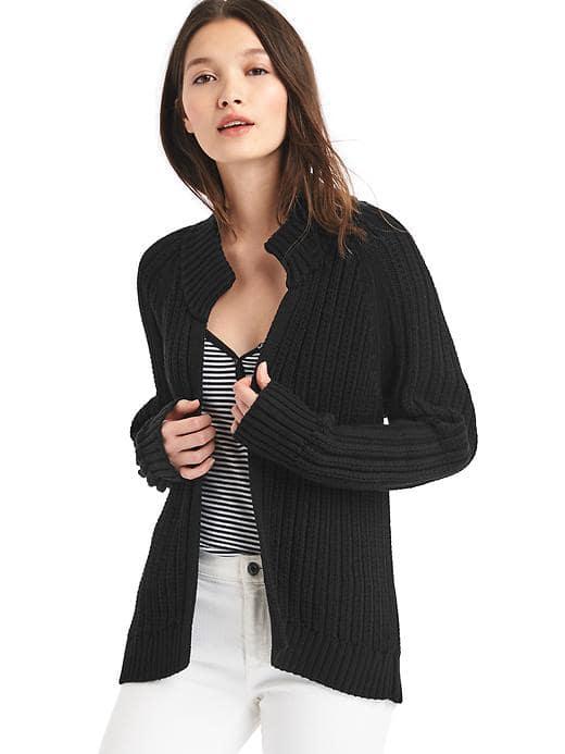 Gap Women Ribbed Bomber Cardigan - True Black