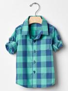Gap Convertible Plaid Shirt - Blue Plaid