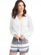 Gap Women Drapey Split Neck Tassle Top - White