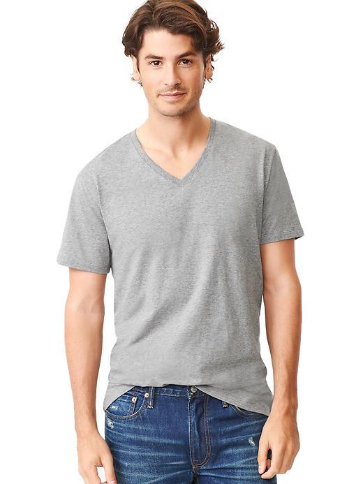 Gap Men V Neck Stretch Tee - Heather Grey