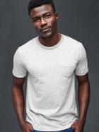 Gap Men Vintage Wash Heathered Rugby Stripe T Shirt - Gray Stripe