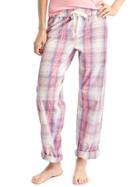 Gap Women Plaid Sleep Pants - Pink Plaid