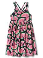 Gap Print Crisscross Strap Dress - Watermelon