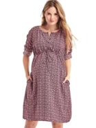 Gap Women Floral Mosaic Long Sleeve Shirtdress - Pink Print