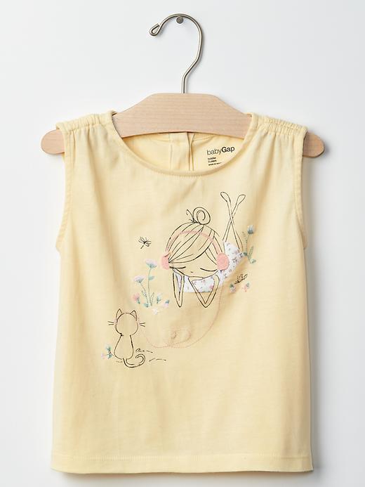 Gap Embellished Graphic Muscle Tee - Light Yellow 649