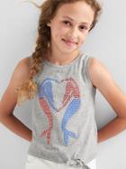 Gap Americana Sequin Side Tie Tank - Grey Heather