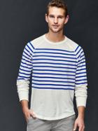 Gap Men Vintage Wash Stripe Long Sleeve T Shirt - Blue Stripe