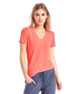 Gap Gapfit Breathe V Neck Tee - Neon Coral