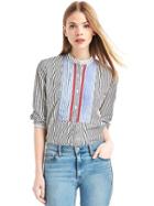 Gap Women Stripe Band Collar Tunic - Pink Stripe