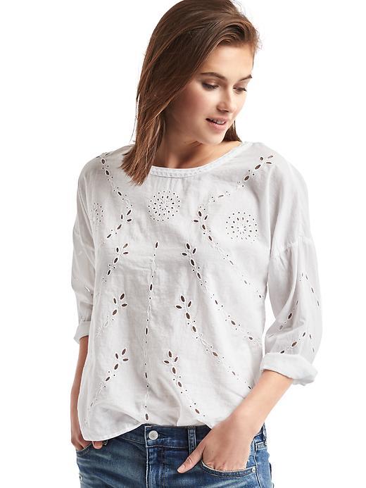 Gap Women Eyelet Flowy Top - Optic White