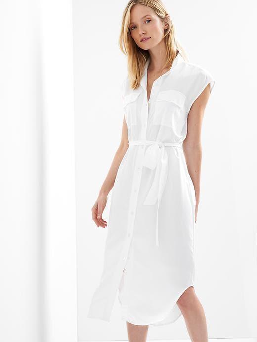 Gap Cap Sleeve Midi Shirtdress - White