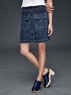 Gap Women 1969 Denim Trapunto Waistband Skirt - Dark Indigo