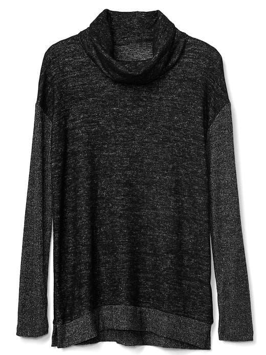Gap Women Cowl Neck Marled Tunic - True Black