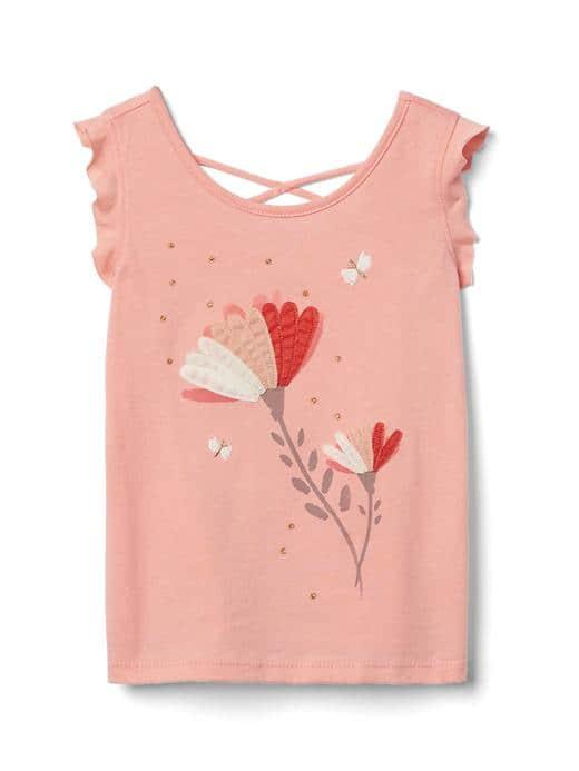 Gap Embroidery Graphic Crisscross Tee - Flower