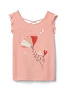 Gap Embroidery Graphic Crisscross Tee - Flower