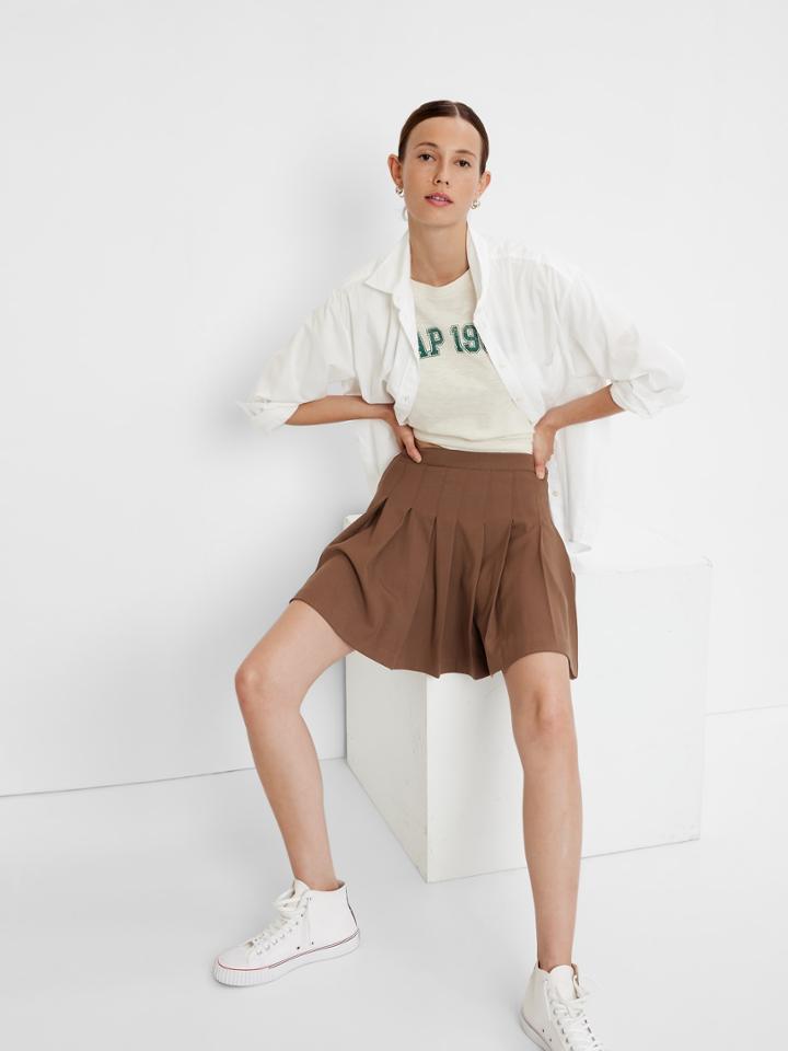 High Rise Pleated Mini Skirt