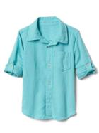 Gap Linen Blend Convertible Shirt - Fair Aqua 107