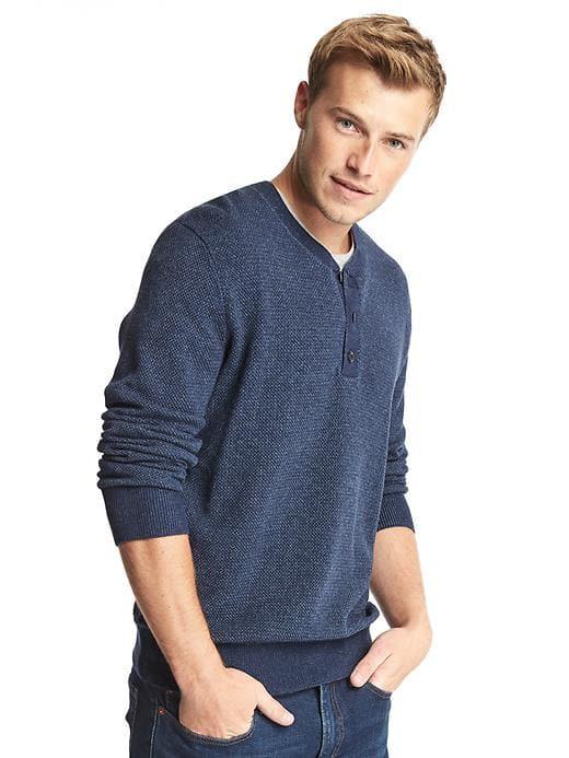 Gap Men Budding Henley Sweater - Navy