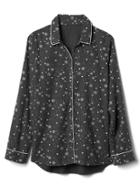 Gap Women Lodge Flannel Sleep Shirt - Grey Snowflake