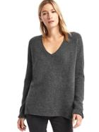 Gap Women V Neck Cozy Sweater - Charcoal Heather