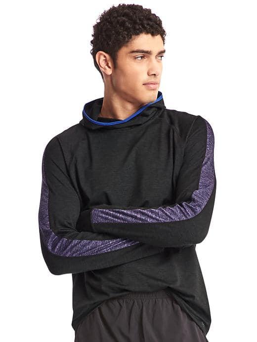 Gap Men Brushed Tech Jersey Running Hoodie - True Black