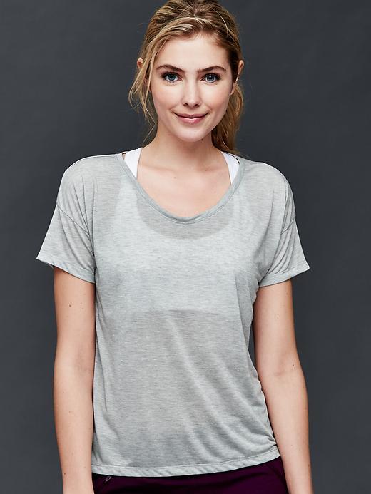 Gap Women Gapfit Breathe Air Studio Tee - Cool Gray
