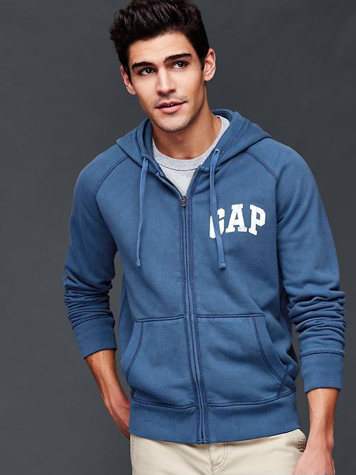 Gap Men Faded Logo Zip Hoodie - Military Blue
