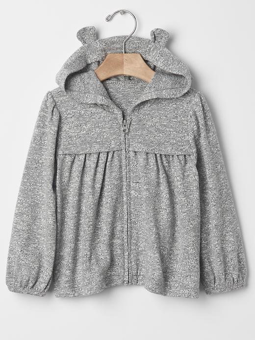 Gap Marled Bear Bubble Hoodie - Light Grey Marle