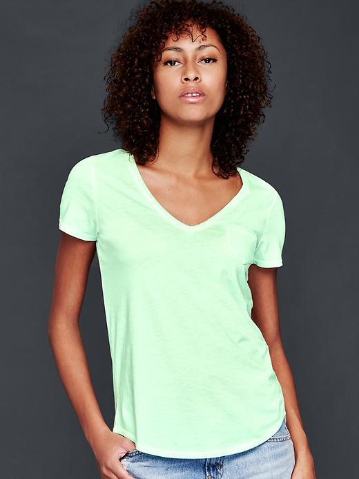 Gap Vintage Wash V Neck Tee - Mint Sorbet