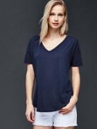 Gap Vintage Wash Double V Neck Tee - True Indigo