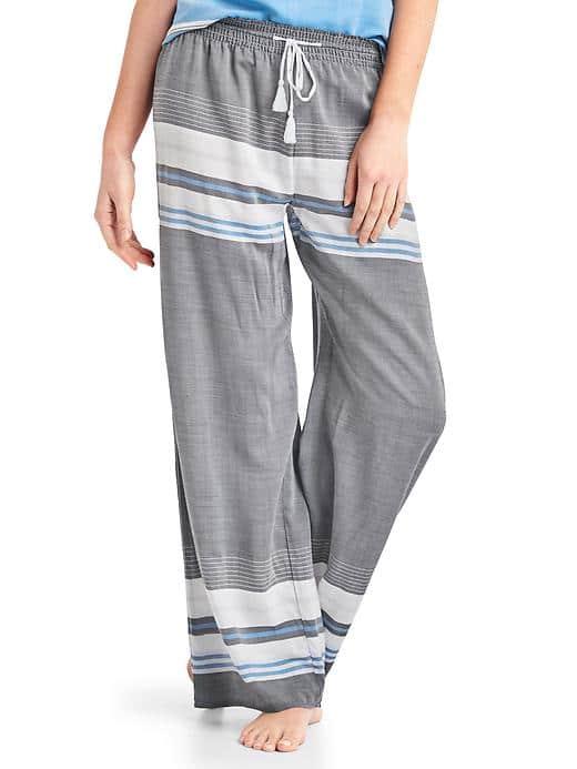 Gap Women Print Tassle Lounge Pants - Placed Stripe Dark Indigo