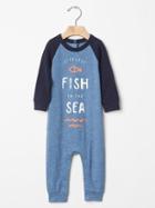 Gap Littlest Fish One Piece - Blue Heather