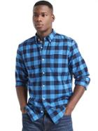 Gap Men Oxford Buffalo Check Standard Fit Shirt - Mascot Blue