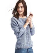 Gap Women Boatneck Cable Knit Sweater - Blue Twist
