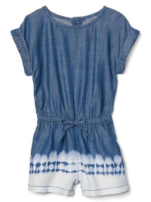 Gap Tencel Chambray Tie Dye Romper - Chalky Blue Wash
