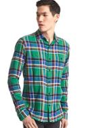 Gap Men Flannel Multi Plaid Shirt - Irish Clover