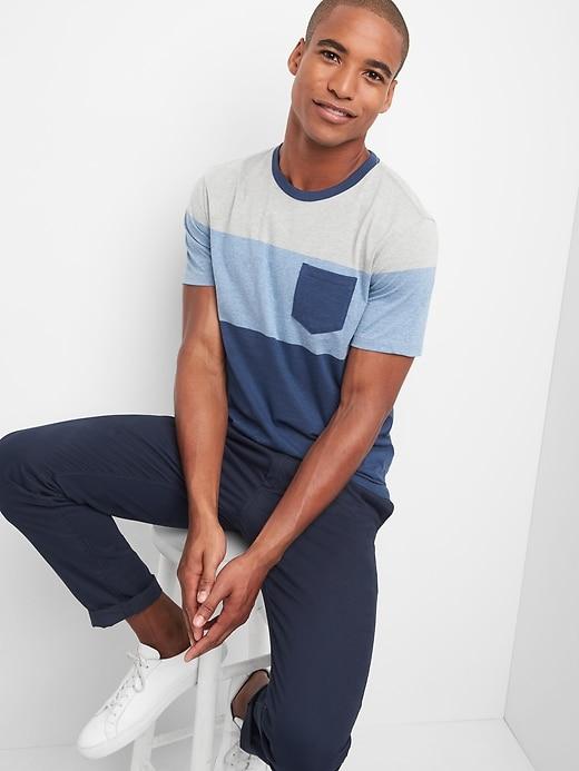 Gap Colorblock Pocket Tee - Blue Heather