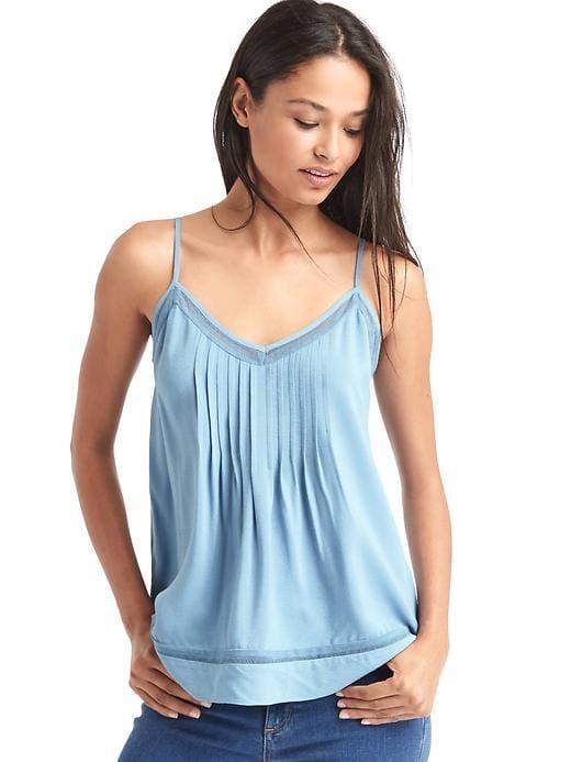 Gap Women Soft Mesh Panel Cami - Blue Stone